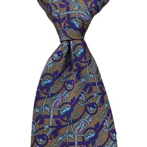 Sebastiani Abstract Silk Tie Men Purple‎ Brown Italy Vintage Formal Luxury